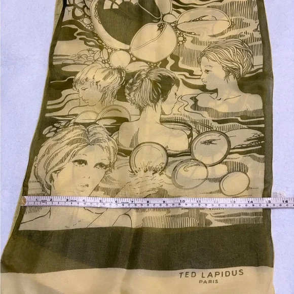 VTG Ted Lapidus Paris Silk Scarf Made in France Double Layer Sheer Art Nouveau - Picture 8 of 9